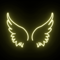 Letrero de neón LED con alas de ángel