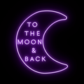 Letrero de neón de boda "Hasta la luna y de regreso"