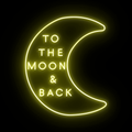 Letrero de neón de boda "Hasta la luna y de regreso"