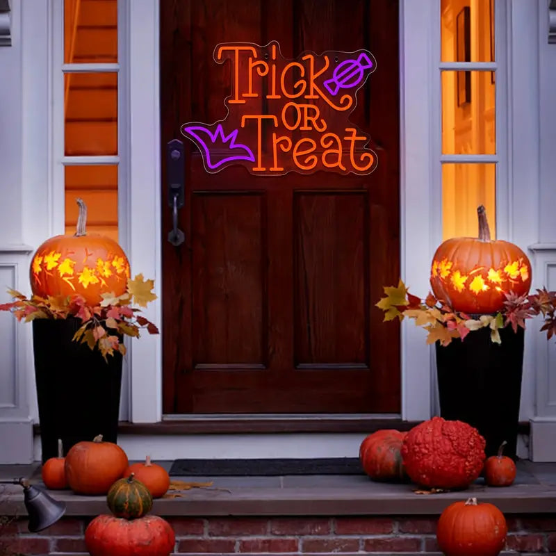 Trick or Treat Halloween Neon Sign - Indoor LED Light Decoration