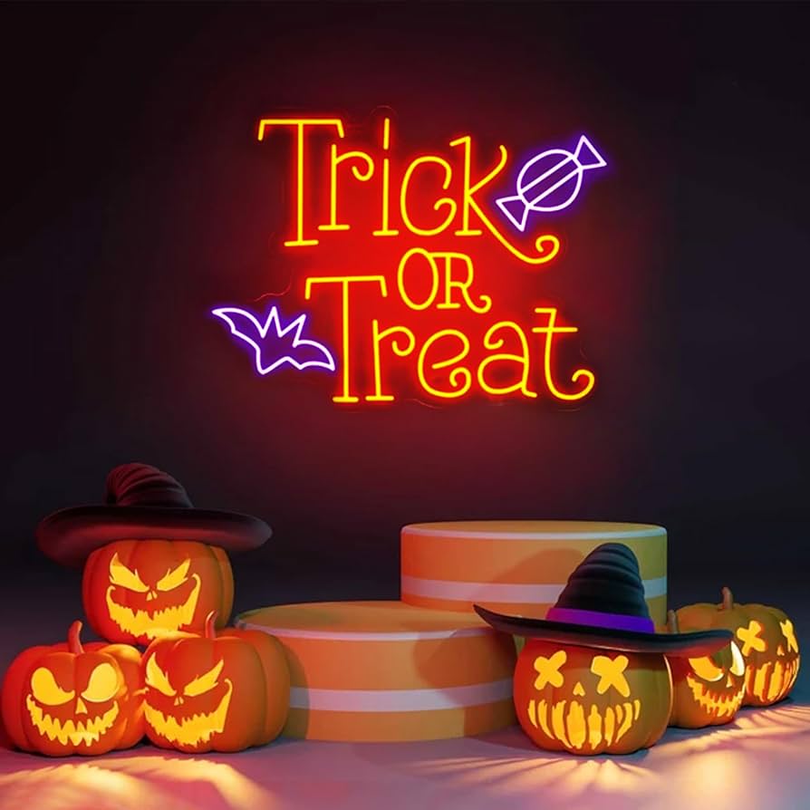 Trick or Treat Halloween Neon Sign - Indoor LED Light Decoration