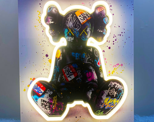 Klaws neon sign with colorful graffiti-style text for home decor