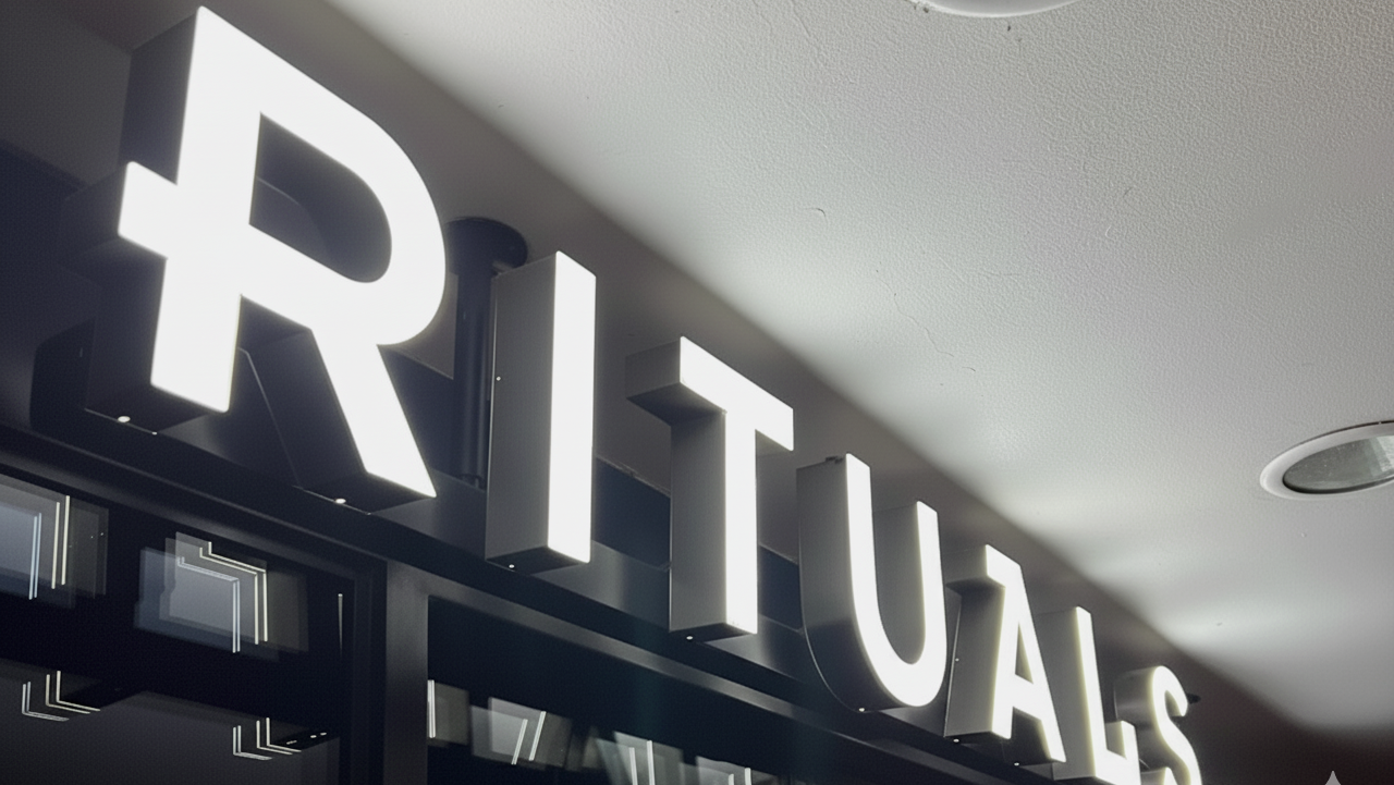 white channel letters illuminated sign for outdoor waterproofed business