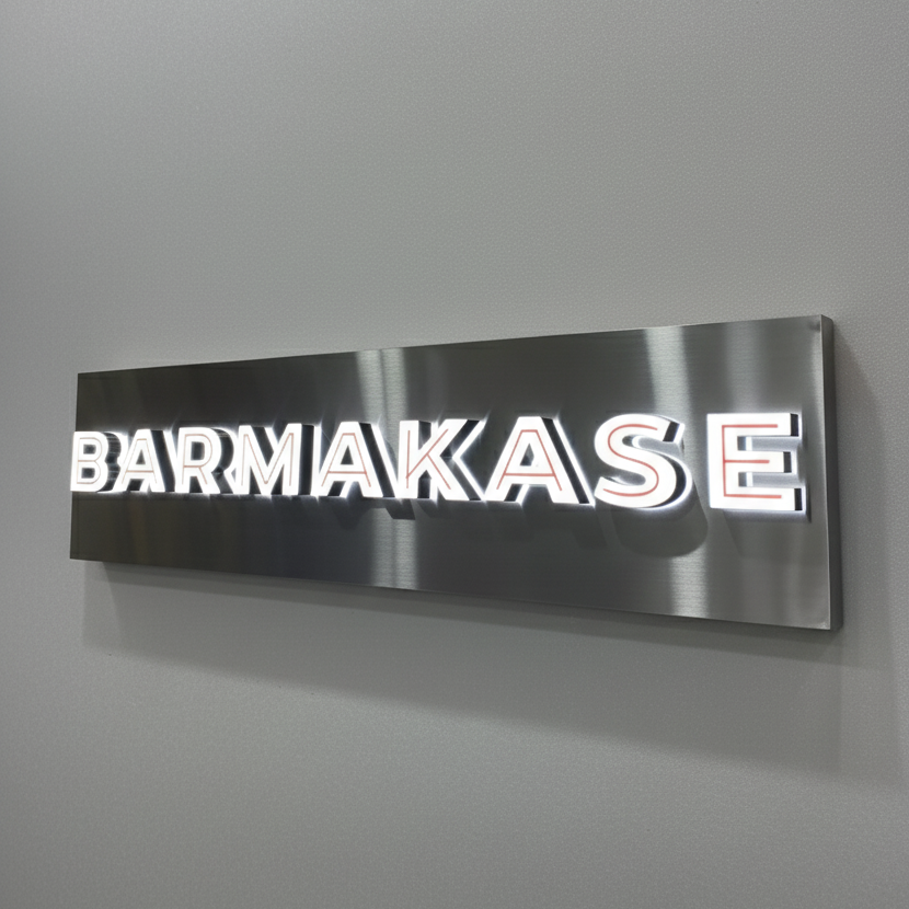 channel letters illuminated sign on metal backplate for restaurant