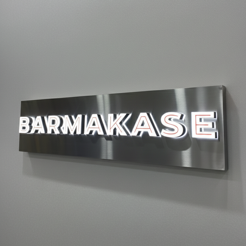 channel letters illuminated sign on metal backplate for restaurant