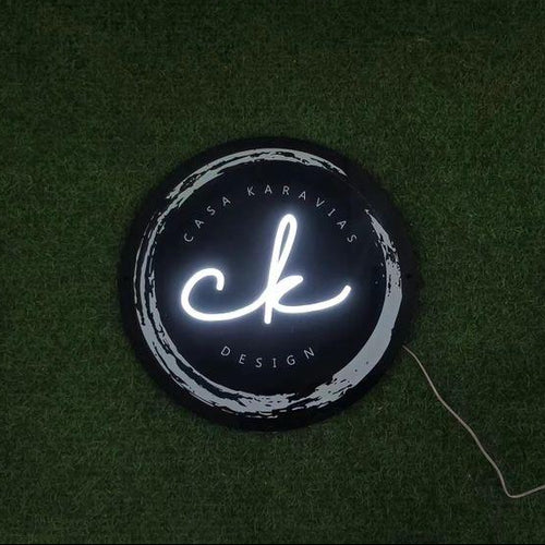 Neon LED sign with logo with white neon