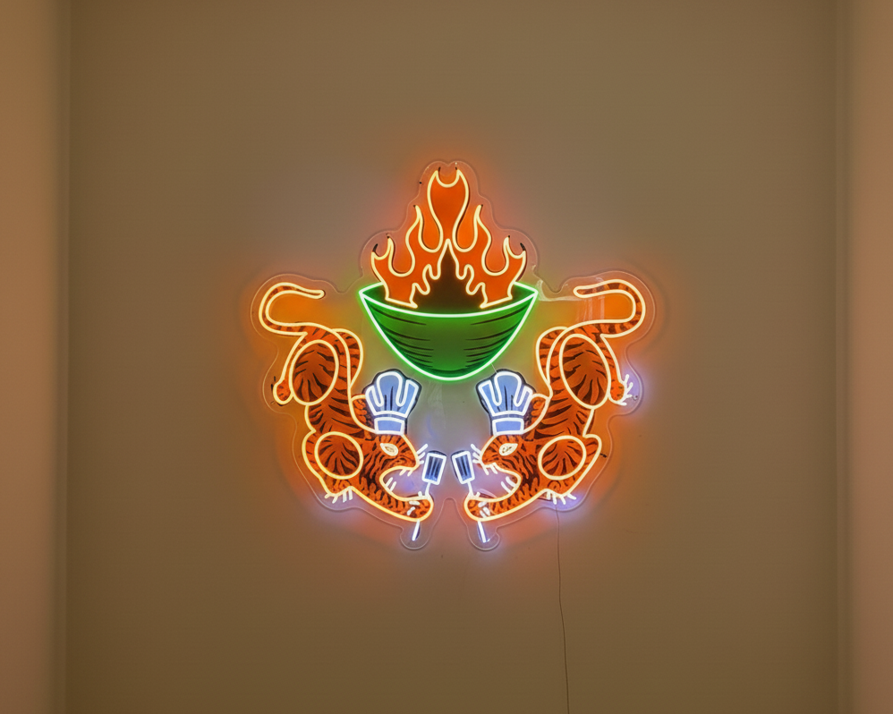 custom neon sign with UV print for restaurant