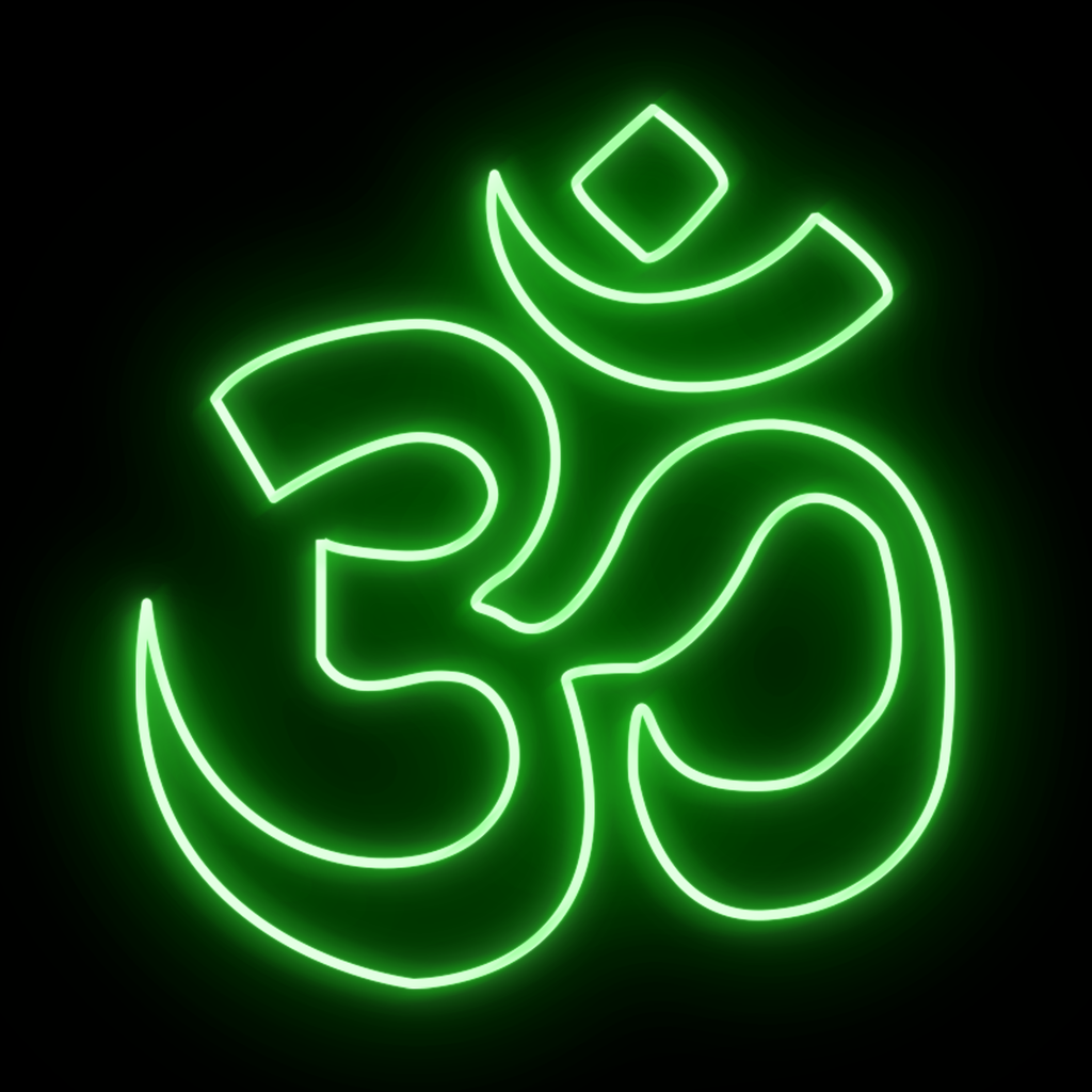 om green neon sign for yoga studio